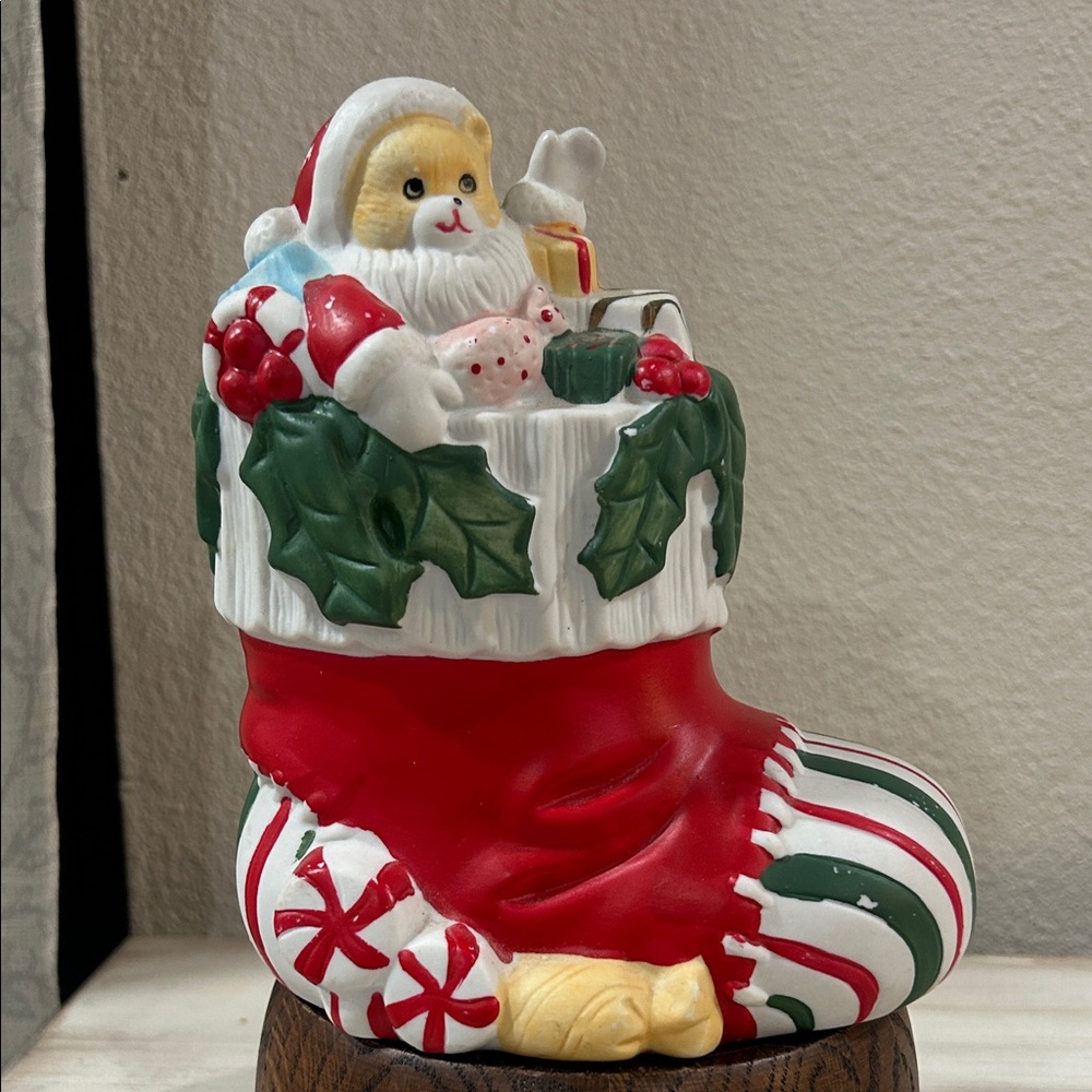 Vintage- Festive Santa Stocking  Holiday Decoration-Taiwan